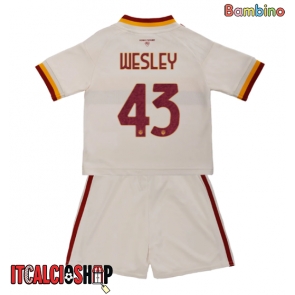 AS Roma Wesley Franca #43 Seconda Maglia Bambino 2026-27 Manica Corta (+ Pantaloni corti)